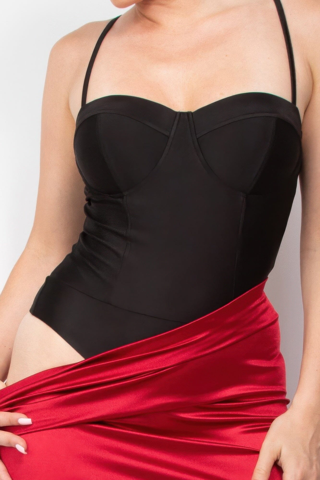 Women Solid Sweetheart Cami Bodysuit Shirts & Tops jehouze