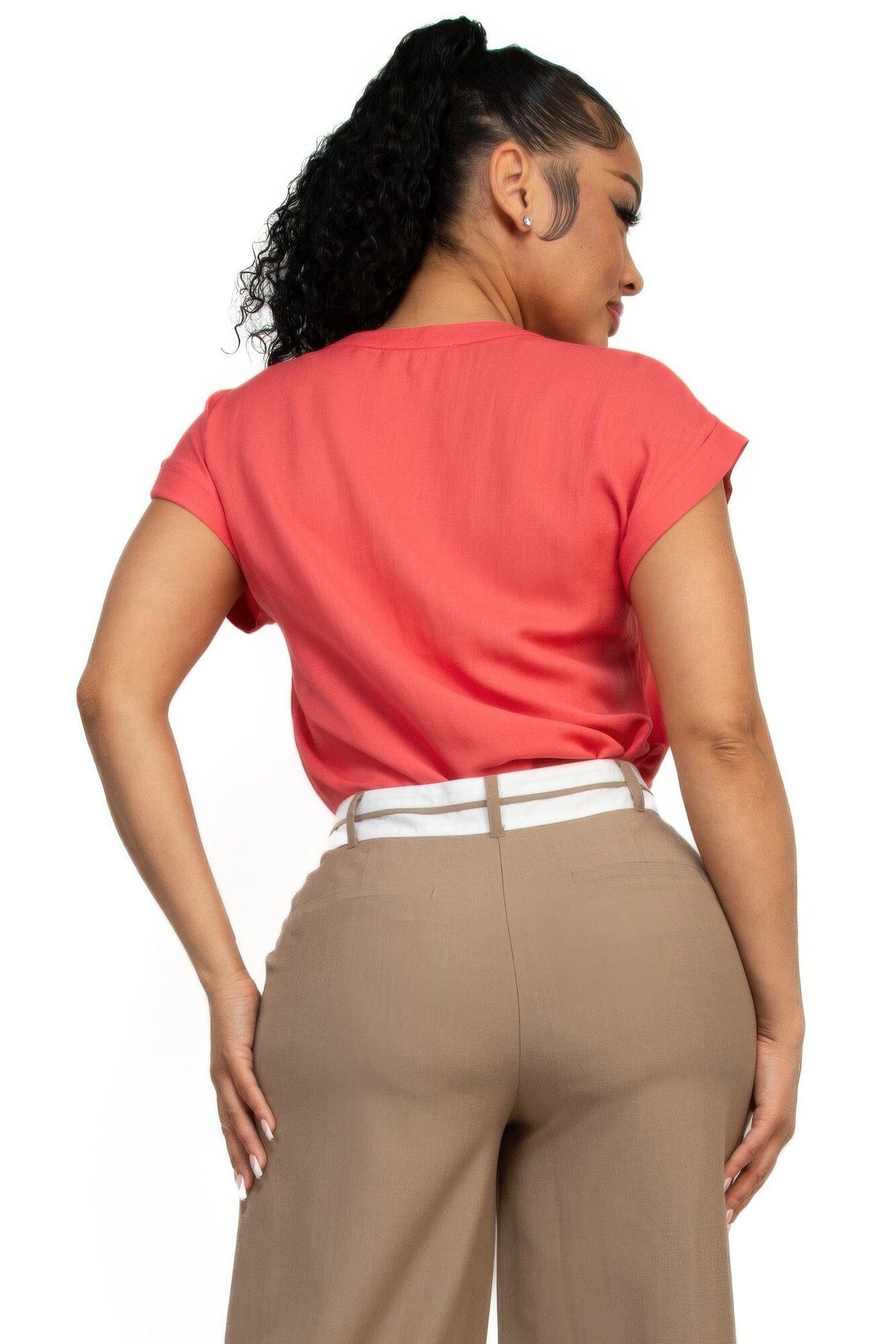 Women Solid V collared Neck Top Shirts & Tops jehouze