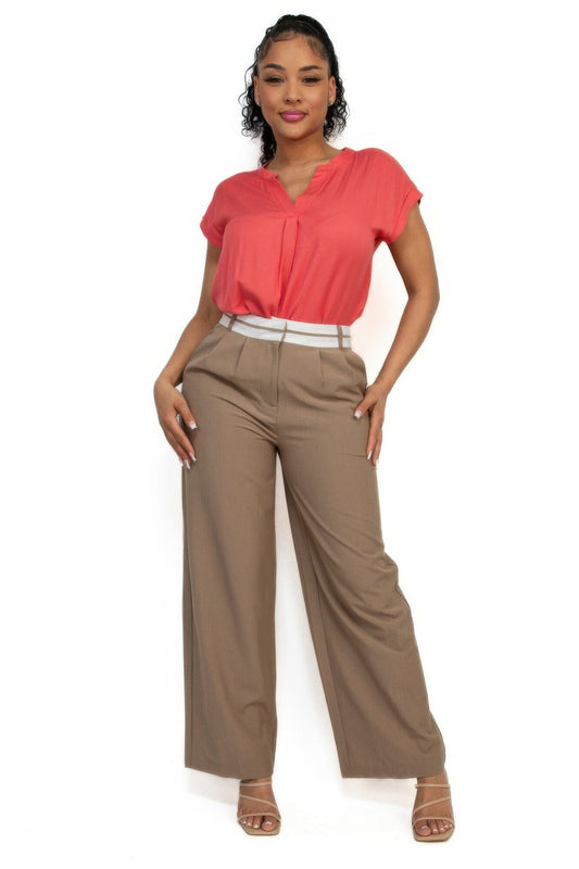 Women Solid V collared Neck Top Shirts & Tops jehouze Sunset S