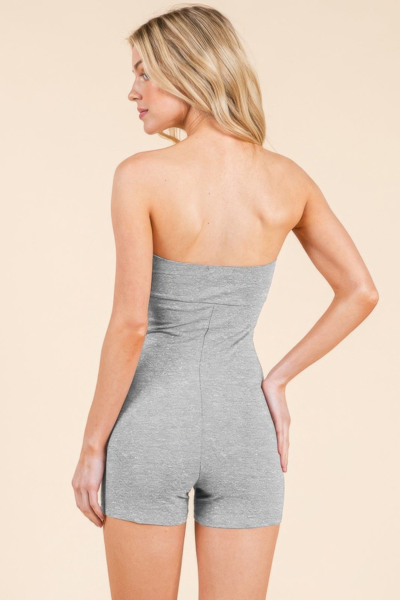 Women Strapless Twisted Detail Biker Suit Jumpsuits & Rompers jehouze