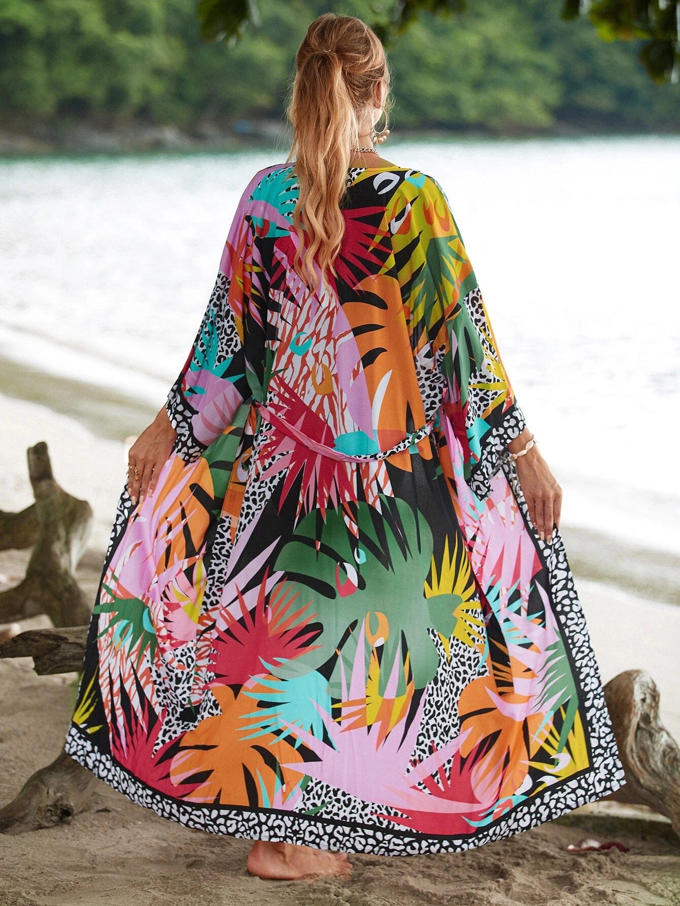 Women Summer Bohemian Long Kaftan Kimono Maxi Beach Coverup Outerwear jehouze
