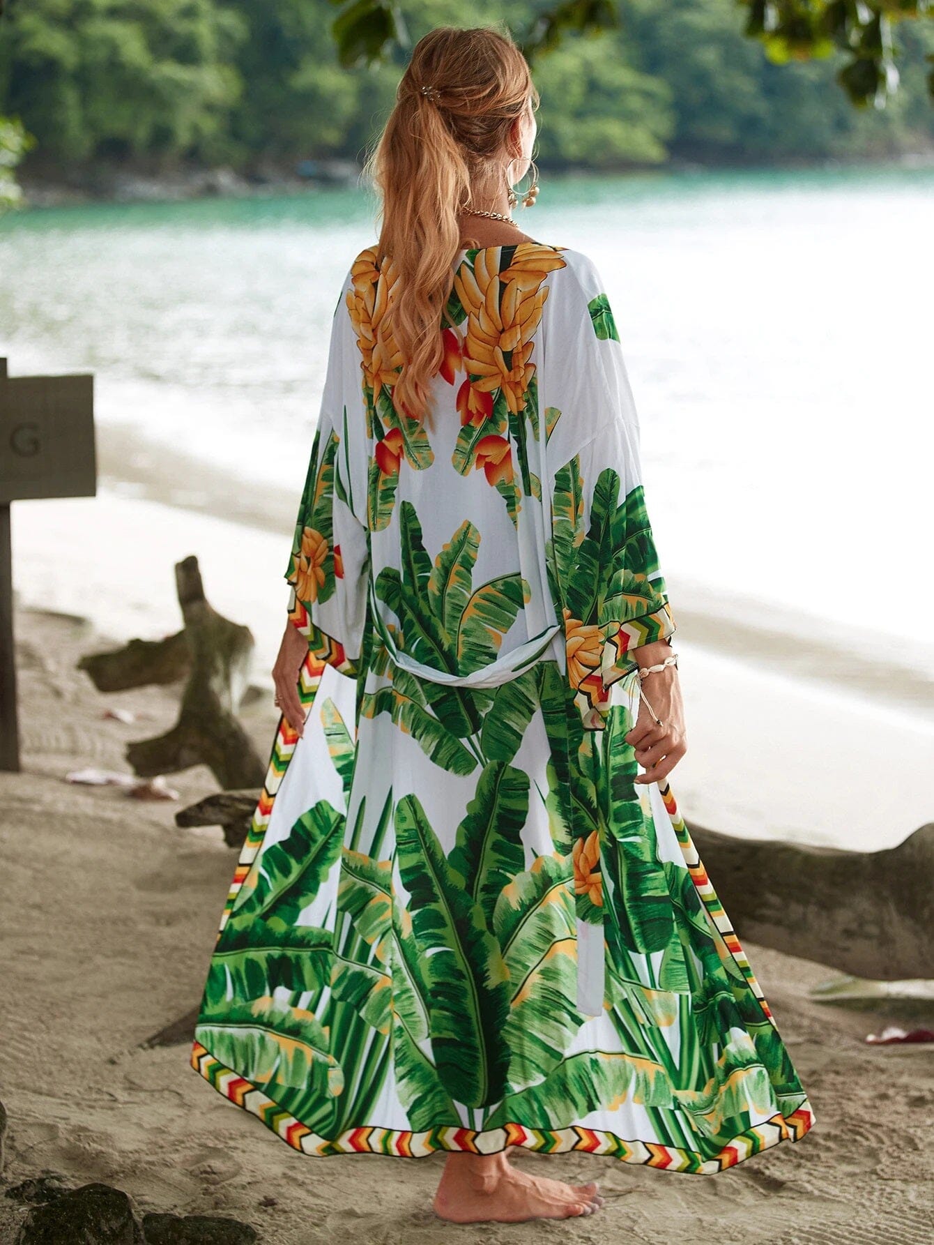 Women Summer Bohemian Long Kaftan Kimono Maxi Beach Coverup Outerwear jehouze Q1512-5