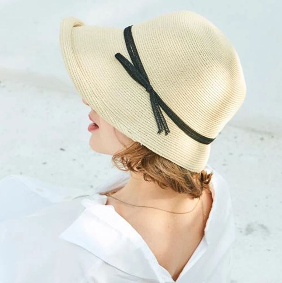 Women Summer Elegant Vintage Straw Beach Sun UV protection Boho Hat Hat jehouze Beige