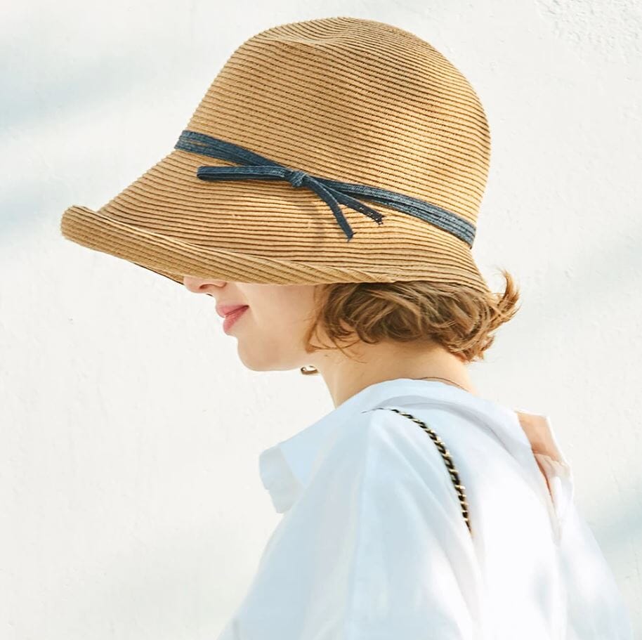 Women Summer Elegant Vintage Straw Beach Sun UV protection Boho Hat Hat jehouze Khaki