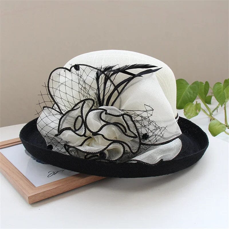 Women Summer Organza Fedora 1920s Bowler Derby Tea Party Hat Hat jehouze FF020-3