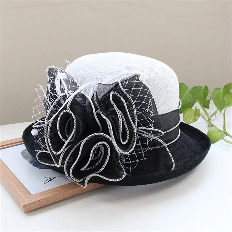 Women Summer Organza Fedora 1920s Bowler Derby Tea Party Hat Hat jehouze FF020-4