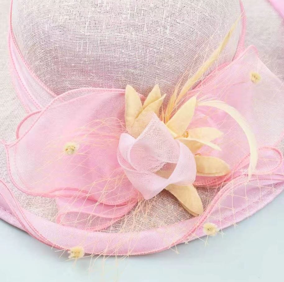 Women Summer Sunhat Flower Organza Church Fascinator Wedding Tea Party Derby Hat Hat jehouze