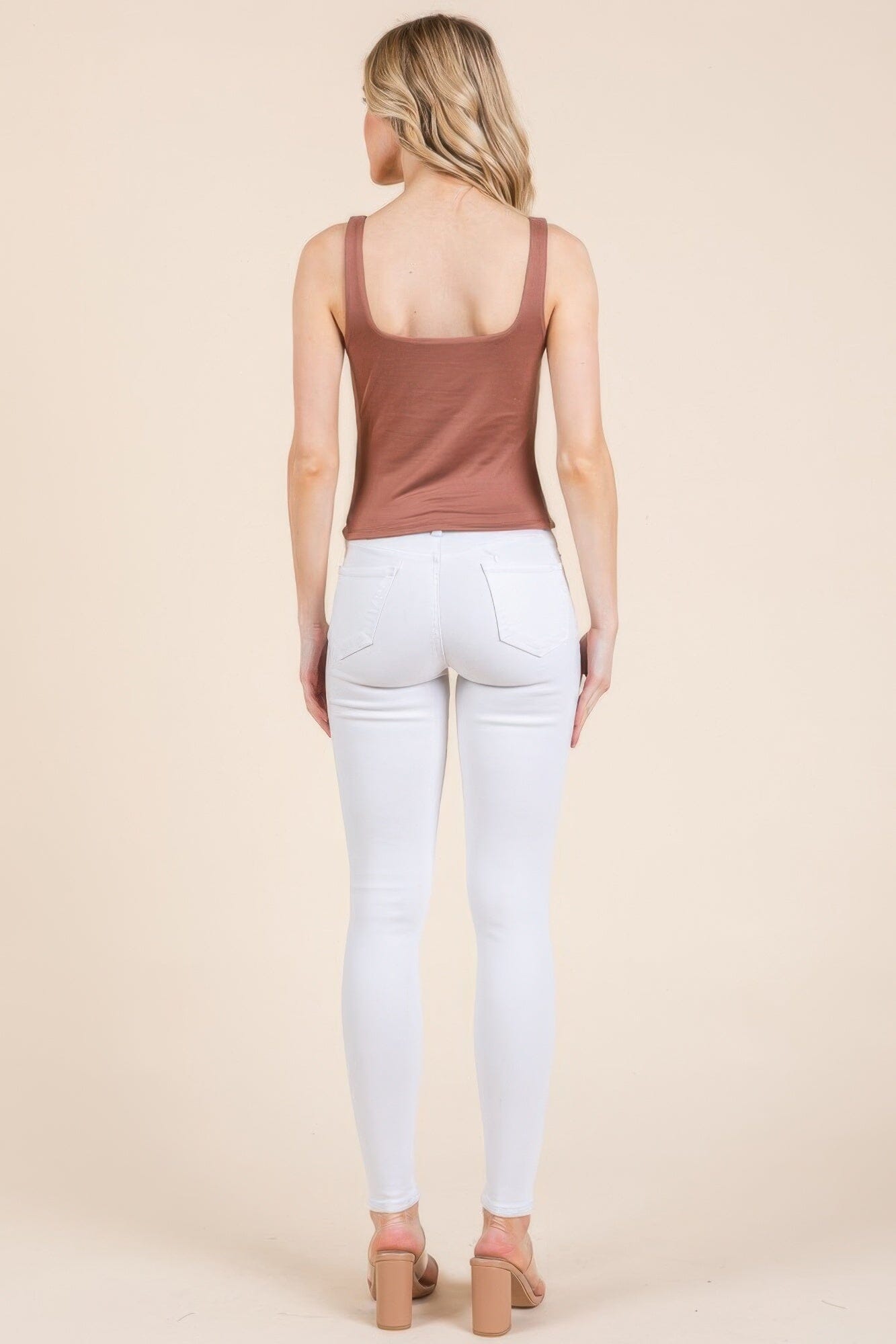 Women V-neck Basic Double Layers Tank Top Shirts & Tops jehouze