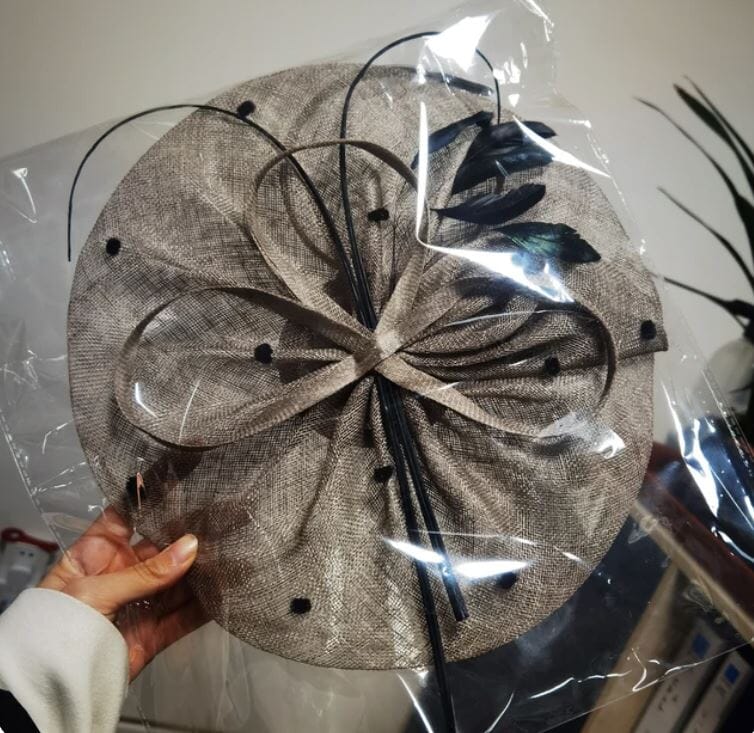 Women Vintage Sinamay Feather Party Fascinator Hat Fascinators jehouze light brown