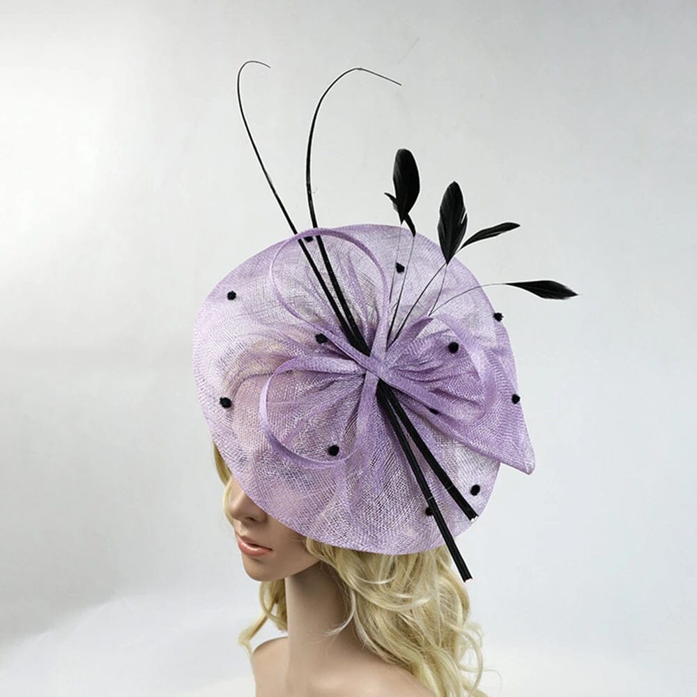 Women Vintage Sinamay Feather Party Fascinator Hat Fascinators jehouze purple