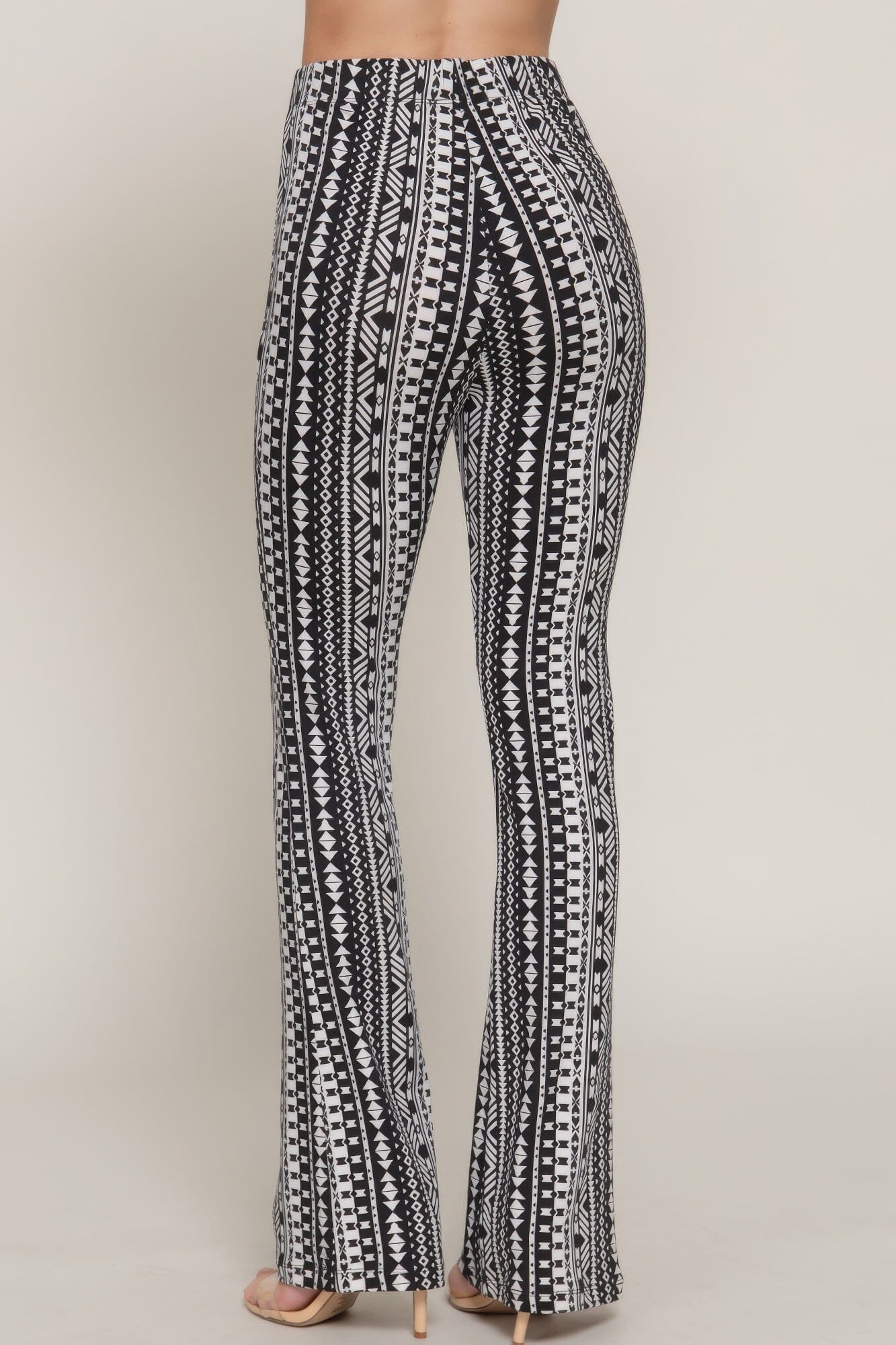 Women Waist Elastic Slim Flare Print Pants Pants jehouze