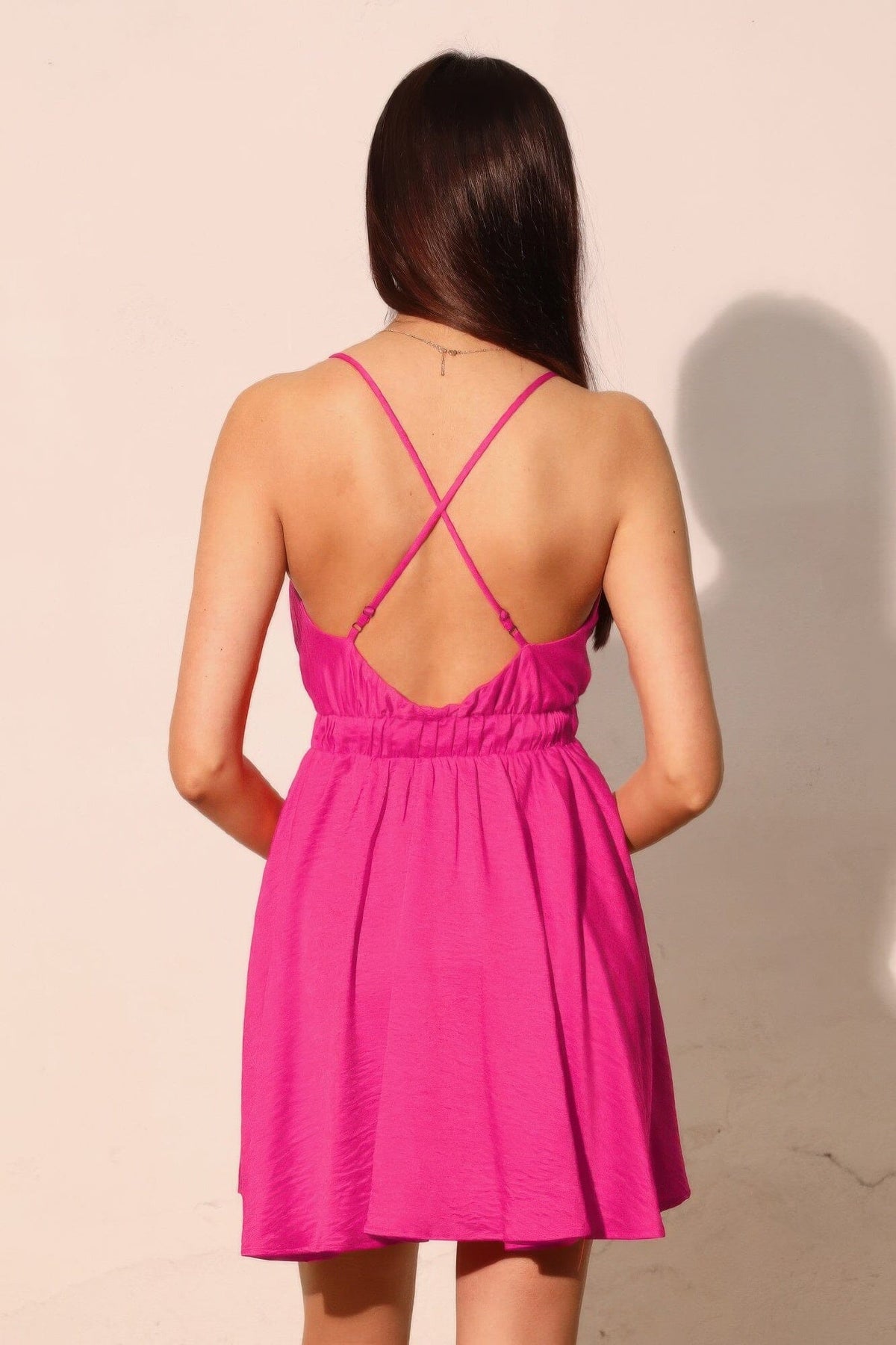 Women Washed Satin Crepe Cami Skater Dress Dresses jehouze