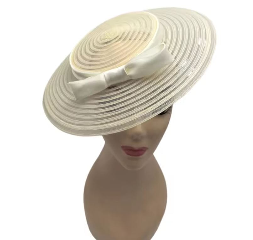 Women Wide Brim Cocktail Tea Party Kentucky Derby Fascinator Hat Hat jehouze Beige (11.4 inchese)