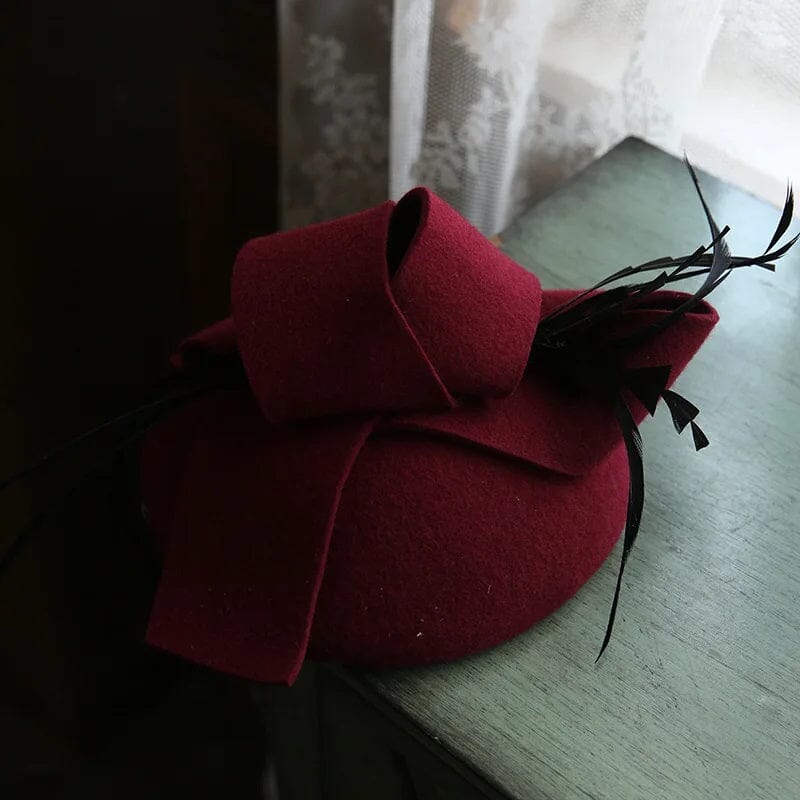 Women Wool Fascinator Pillbox British Wedding Church Hat Fascinators jehouze
