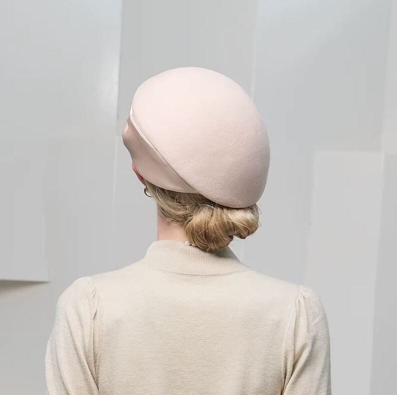 Women Wool Vintage Bowknot Church Cocktail Derby Beret Hat Hat jehouze