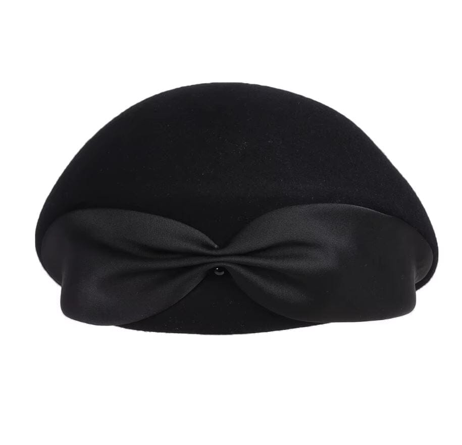 Women Wool Vintage Bowknot Church Cocktail Derby Beret Hat Hat jehouze