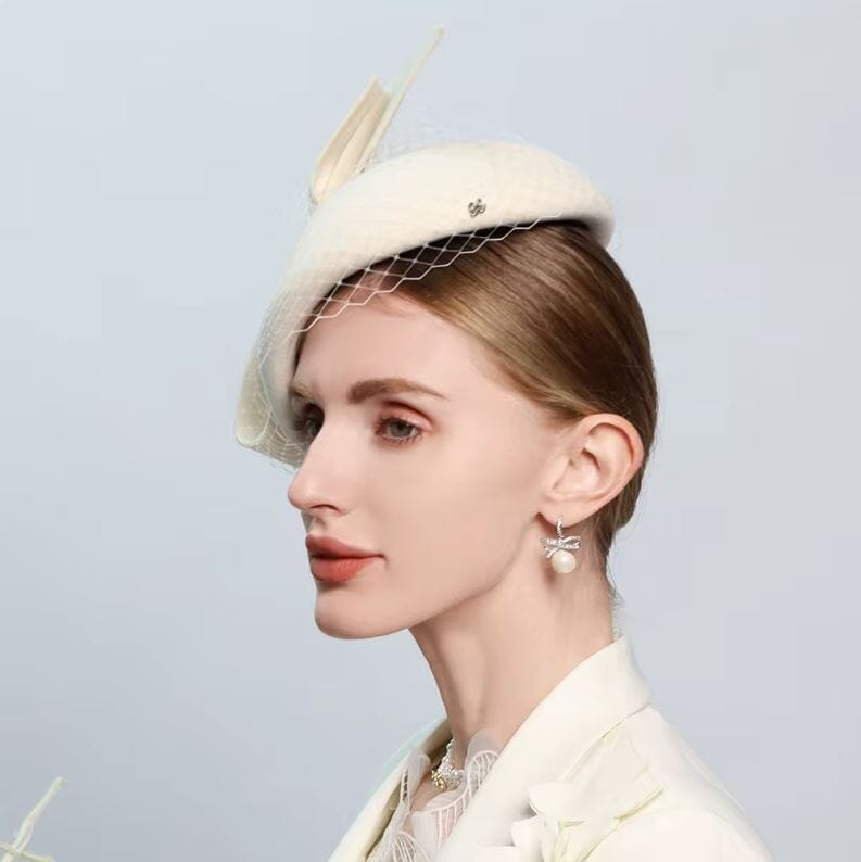 Women Wool Vintage Church Cocktail Derby Beret Hat Hat jehouze