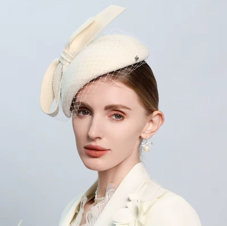 Women Wool Vintage Church Cocktail Derby Beret Hat Hat jehouze
