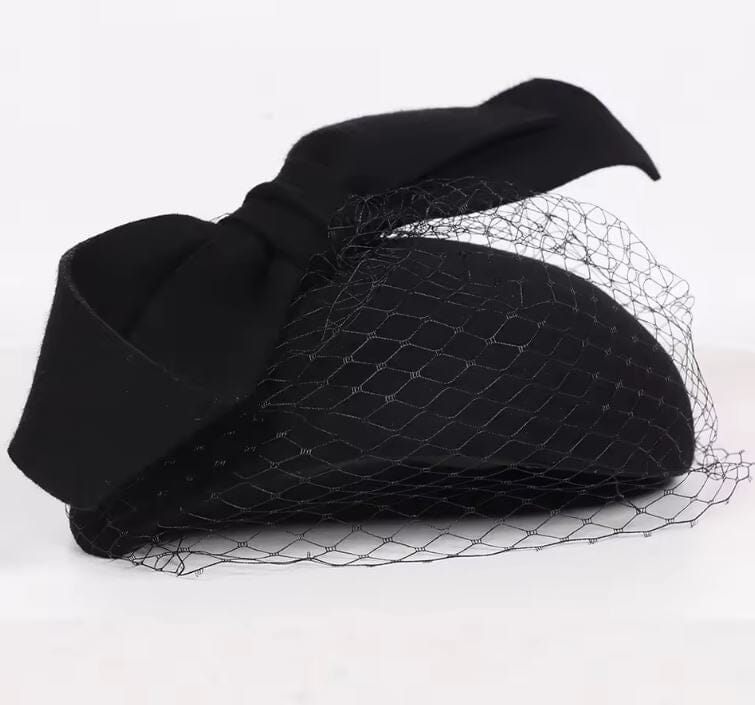 Women Wool Vintage Church Cocktail Derby Beret Hat Hat jehouze Black