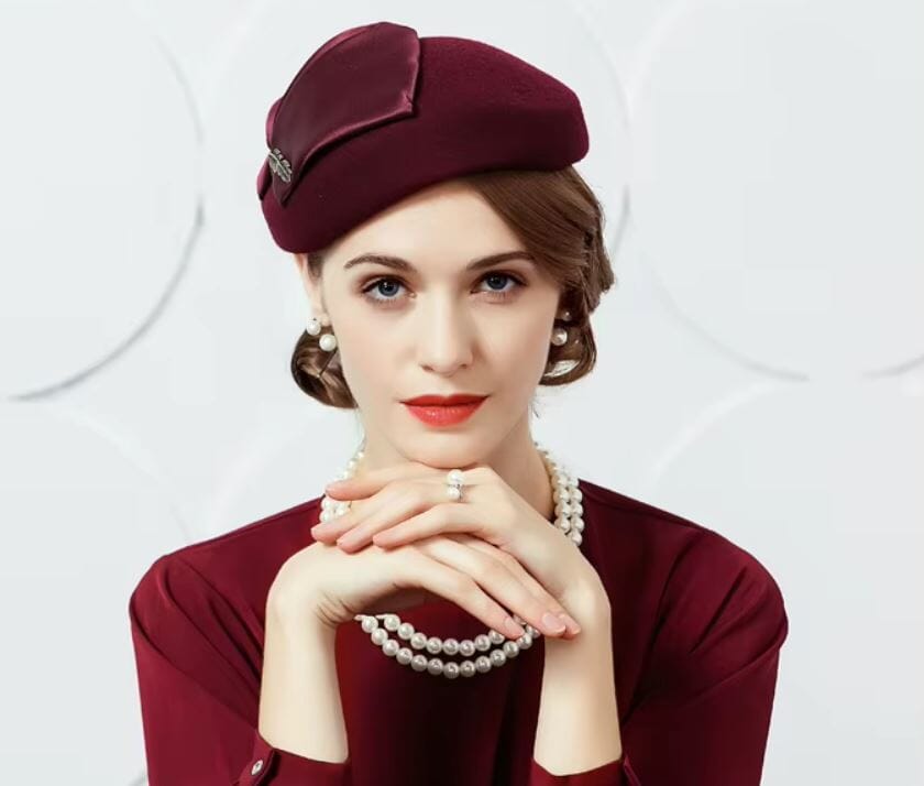 Women Wool Wedding Cocktail Tea party pillbox Brooch Beret Hat Hat jehouze