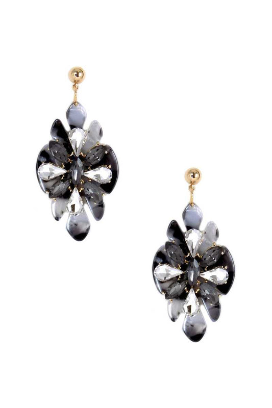 Acetate Rhinestone Flower Dangle Earring_ Apparel & Accessories > Jewelry > Earrings jehouze 