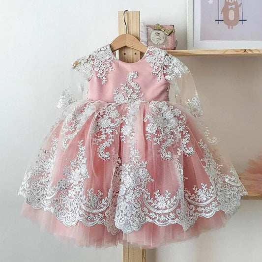 Baby Girls Children Toddler Lace Flower Princess Formal Prom Tutu Ball Gown_ girls dress jehouze Pink 9M 