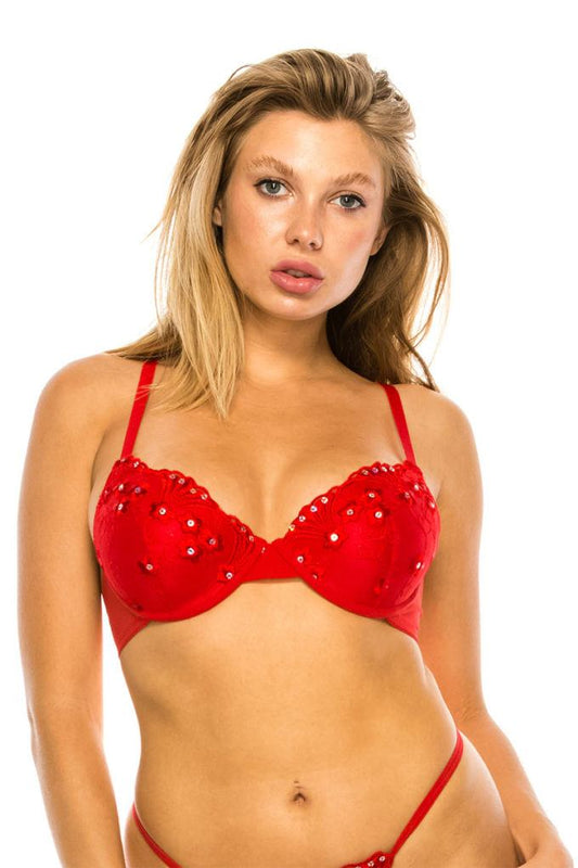 Barbados Cherry Red Light Pad Adjustable Non Removable Straps Bra_ Bras jehouze