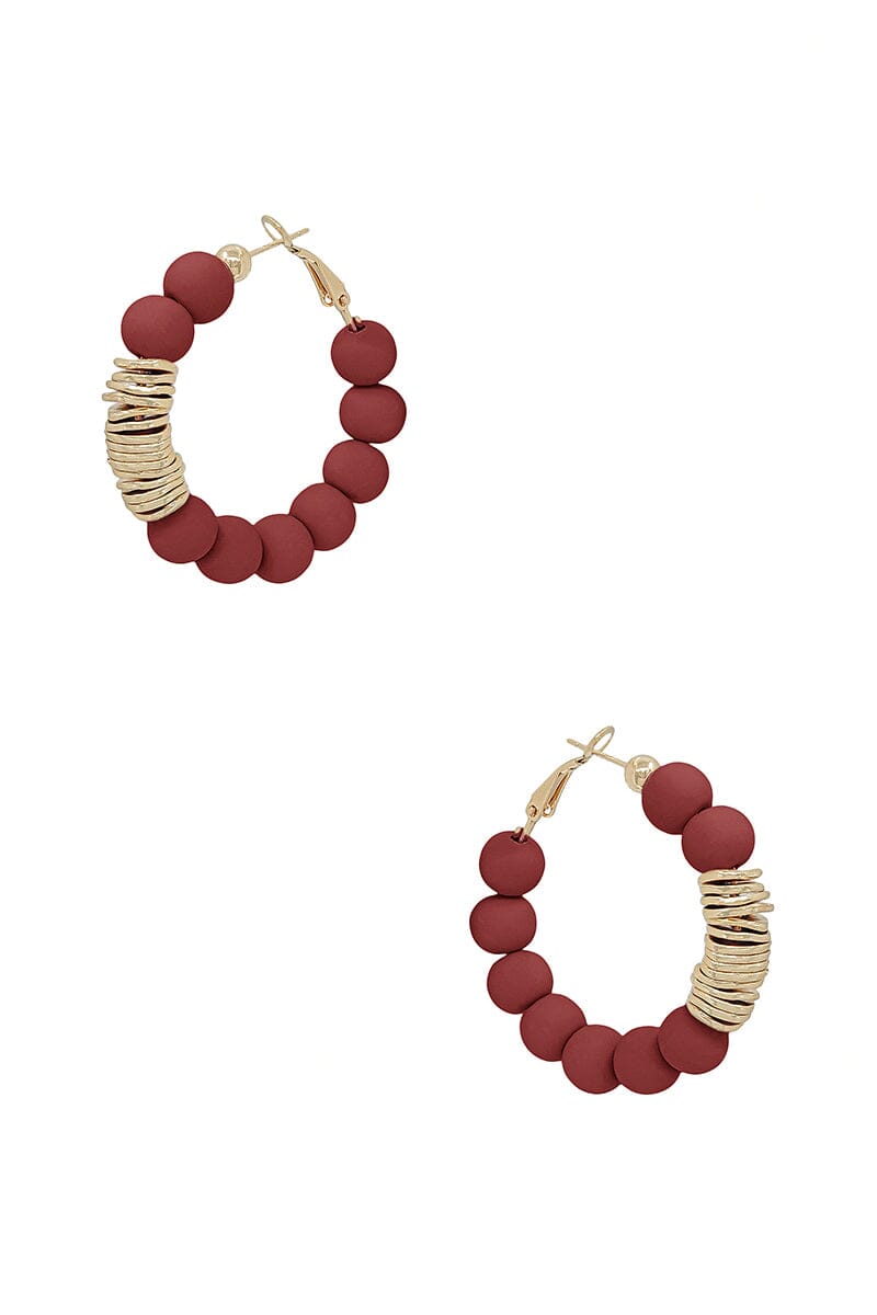 Clay Ball With Metal Accent Hoop Earring_ Earrings jehouze