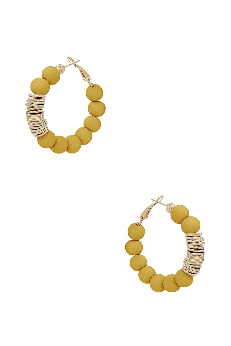 Clay Ball With Metal Accent Hoop Earring_ Earrings jehouze