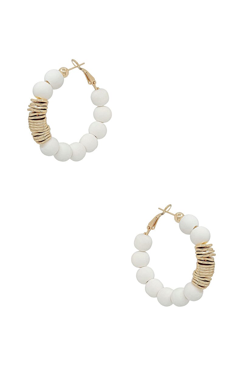 Clay Ball With Metal Accent Hoop Earring_ Earrings jehouze