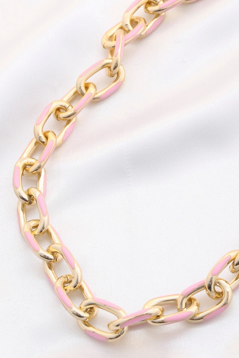 Color Metal Oval Link Necklace_ Necklaces jehouze