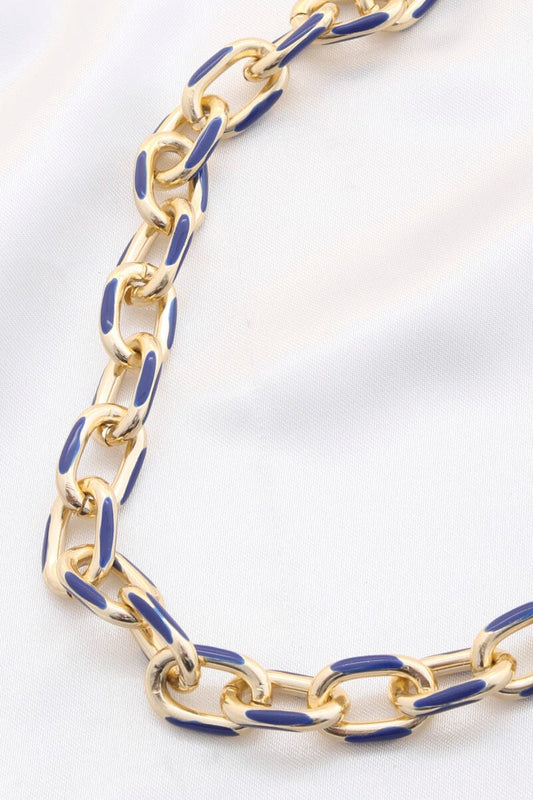 Color Metal Oval Link Necklace_ Necklaces jehouze