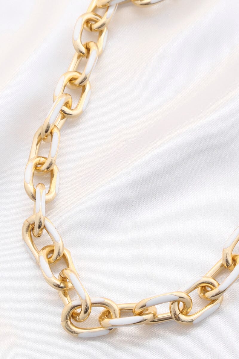 Color Metal Oval Link Necklace_ Necklaces jehouze