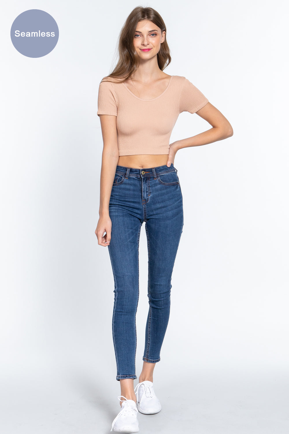 Cross Back Rib Seamless Crop Top_ Shirts & Tops jehouze