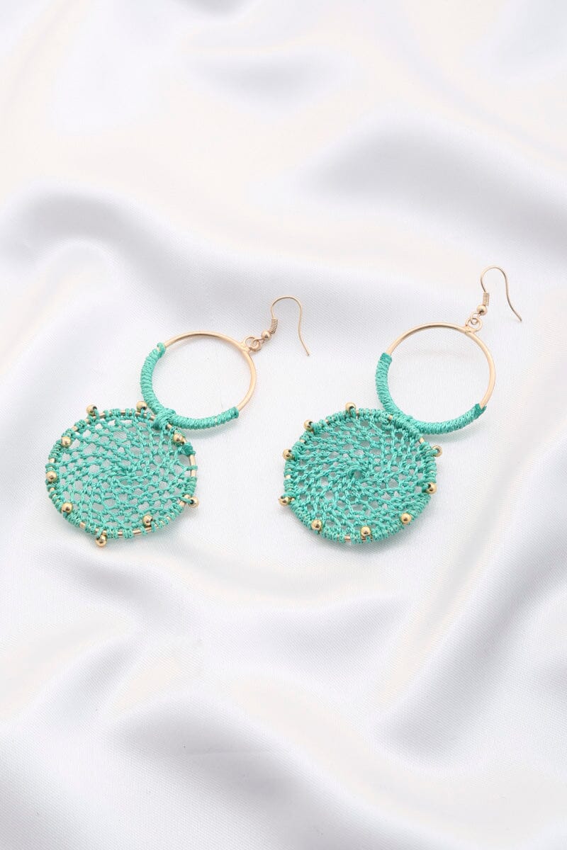 Double Circle Thread Beaded Earring Earrings jehouze