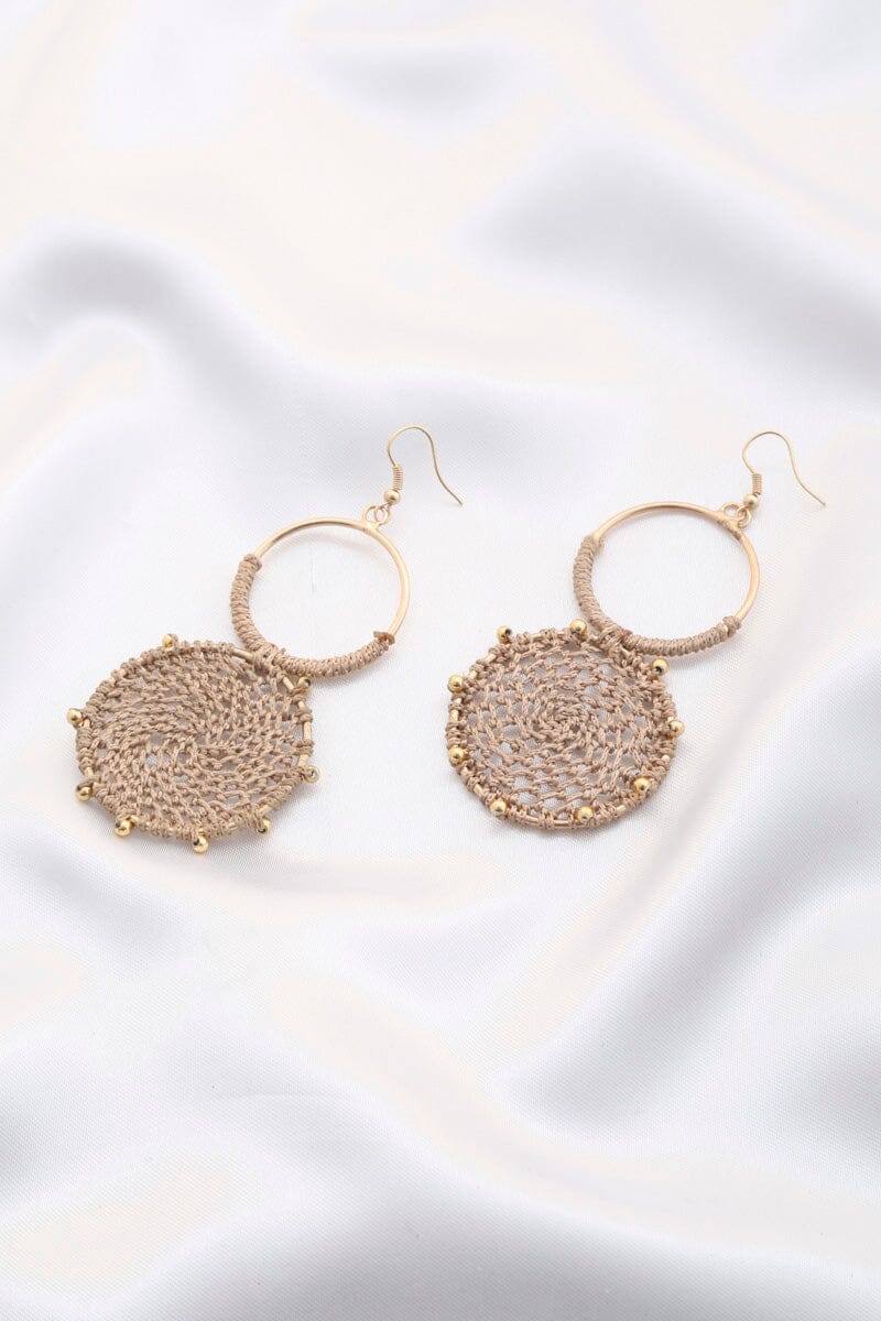 Double Circle Thread Beaded Earring Earrings jehouze
