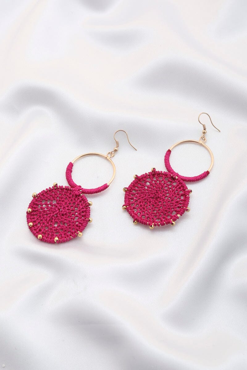 Double Circle Thread Beaded Earring Earrings jehouze