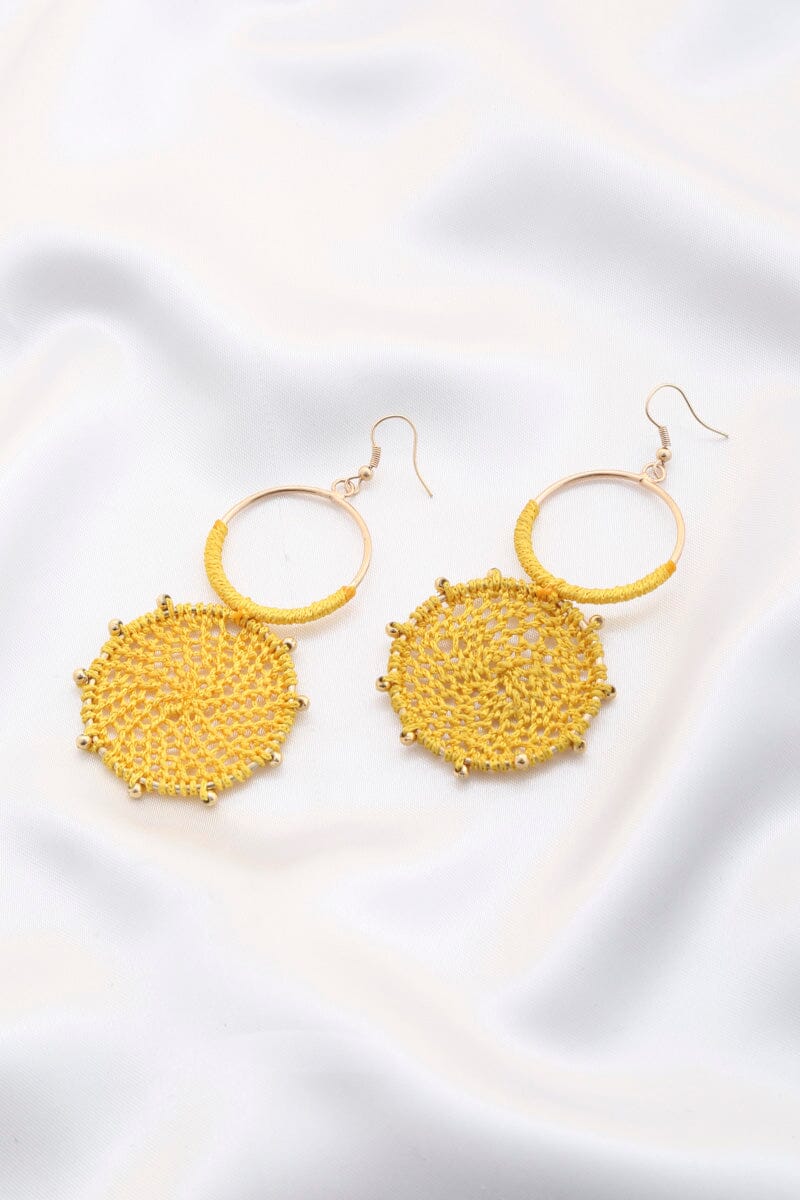 Double Circle Thread Beaded Earring Earrings jehouze