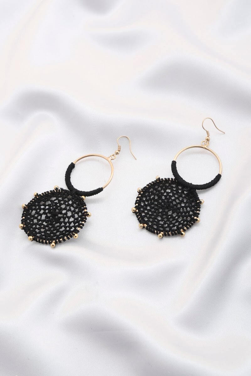 Double Circle Thread Beaded Earring Earrings jehouze