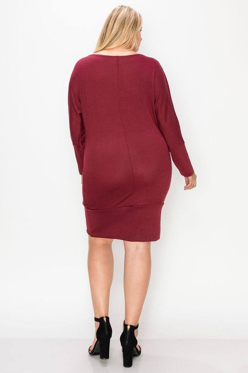 Draped Neck Long Sleeve Dress Dresses jehouze