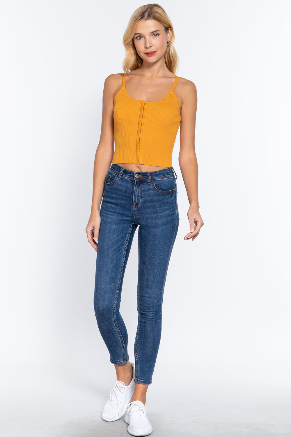 Front Closure Mango Yellow With Hooks Sweater Cami Top Shirts & Tops jehouze