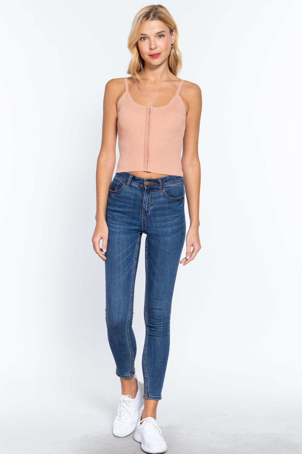 Front Closure Pearl Pink With Hooks Sweater Cami Top Shirts & Tops jehouze