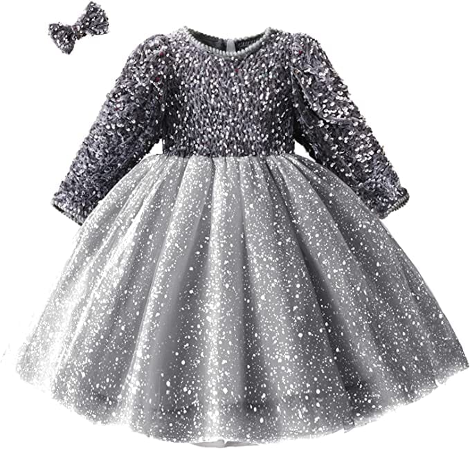 Girls Children Toddler Long Sleeve Sequin Casual Wear Dress Baby & Toddler Dresses jehouze 