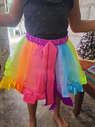 Girls Children toddler Rainbow Colorful Tutu skirt with hair clip Baby & Toddler Bottoms jehouze 