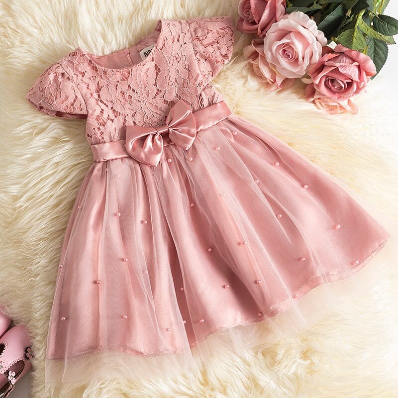 Girls Children Toddler Ruffle Sleeveless Big Bow Princess Tulle Sundress girls dress jehouze Pink02 6M 