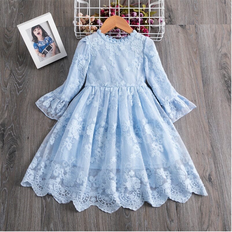 Girls Children Toddler Ruffle Sleeveless Embroidery Princess Flower Girls Wedding Party Dress girls dress jehouze 670 blue 3T 