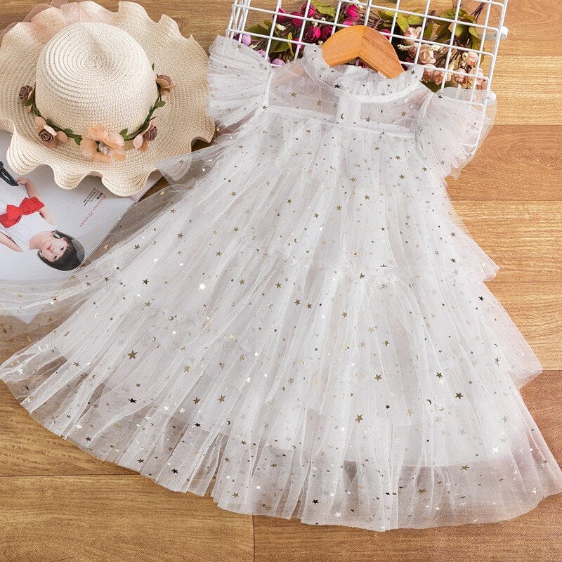 Girls Children Toddler Ruffle Sleeveless Princess Party Ceremony Prom Layered Gown Dress girls dress jehouze 270 white 3T 