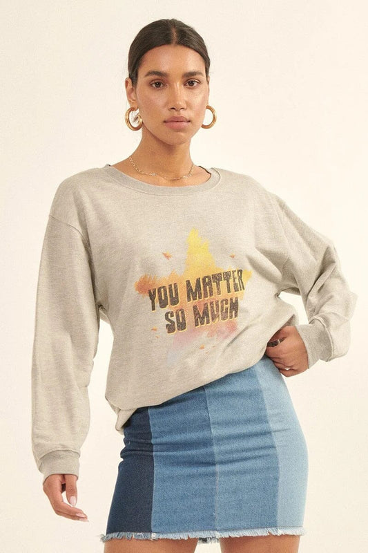 Heather Grey Vintage-style, Multicolor Star French Terry Knit Graphic Sweatshirt Shirts & Tops jehouze