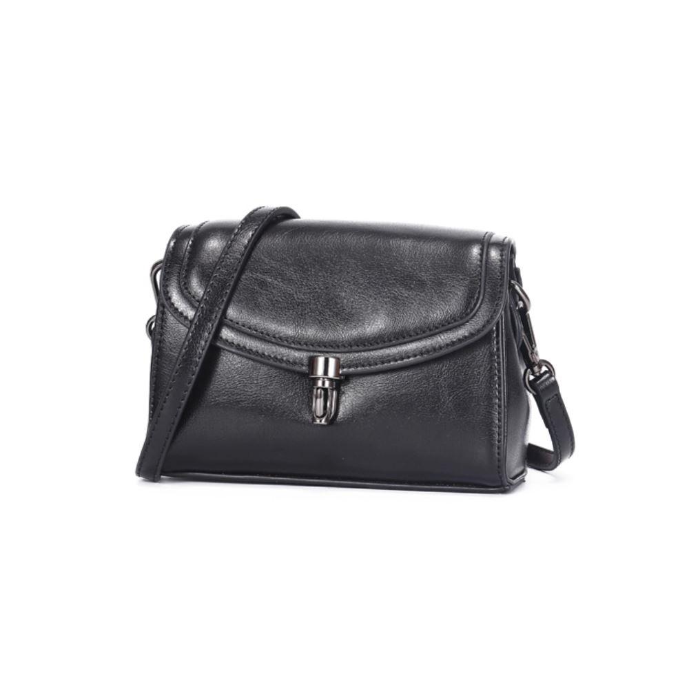 JeHouze Fashion Women Genuine Leather Crossbody Mini Handbag Metal Strap Small Purse Handbags & Purses jehouze Black