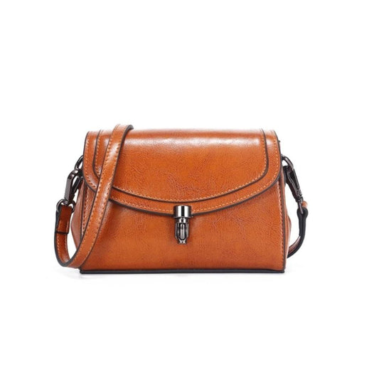JeHouze Fashion Women Genuine Leather Crossbody Mini Handbag Metal Strap Small Purse Handbags & Purses jehouze Brown